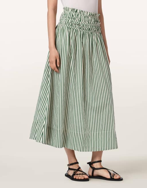 AllSaints - Kali - Falda larga verde manzana y blanca, 4 de 6