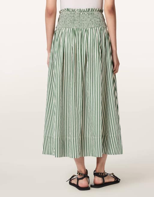 AllSaints - Kali - Falda larga verde manzana y blanca, 5 de 6