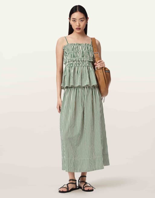 AllSaints - Kali - Falda larga verde manzana y blanca, 6 de 6