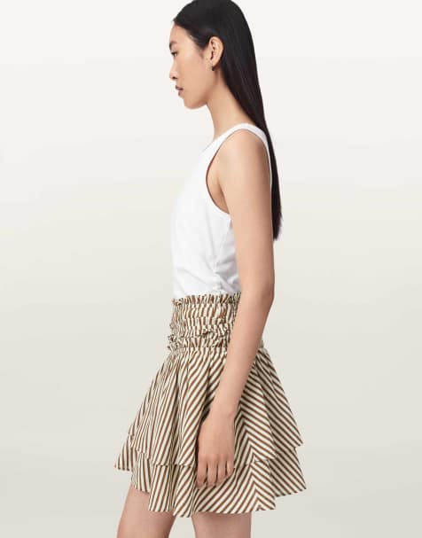 AllSaints - Kali - Mini-jupe - Marron/Blanc - view 1