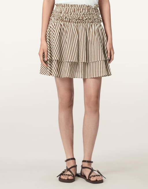 AllSaints Kali mini rok in penny bruin/wit, 3 van 6