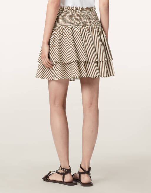 AllSaints Kali mini rok in penny bruin/wit, 5 van 6