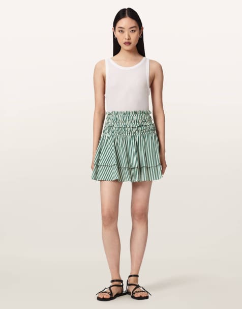 AllSaints - Kali - Minifalda verde manzana y blanca - view 1