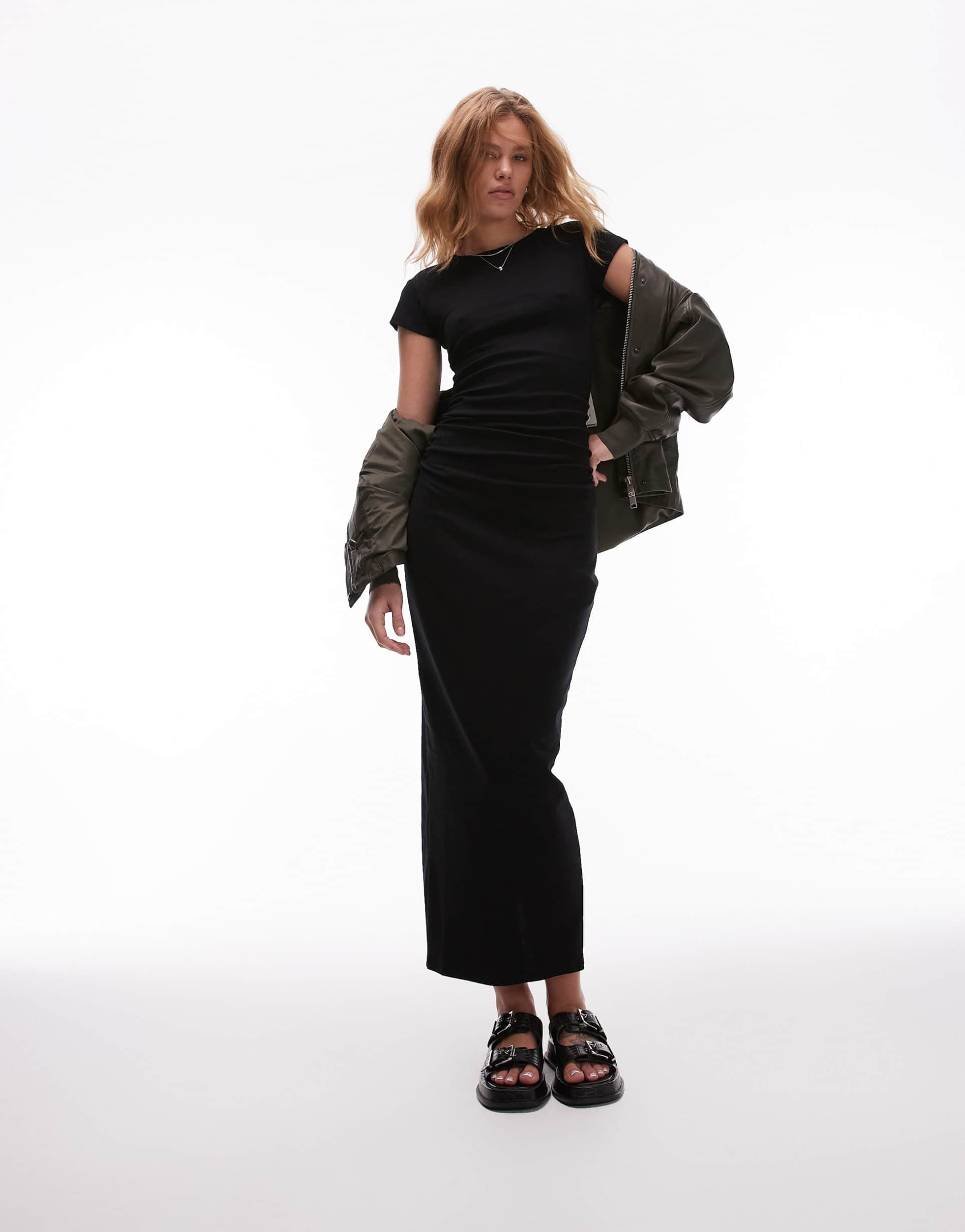 allsaints katarina maxi dress in black