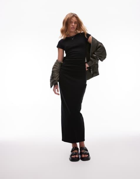 AllSaints – Katarina – Maxikleid in Schwarz - view 1