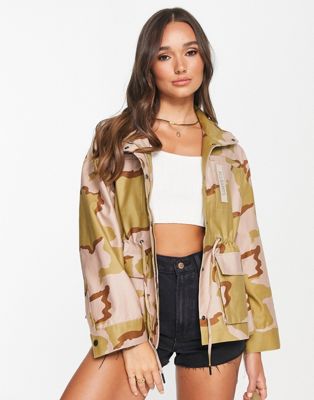 AllSaints Katey military jacket in pink camo - Click1Get2 Mega Discount
