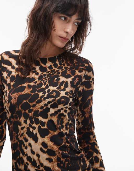 AllSaints – Katlyn – Oberteil in Braun und Schwarz mit Leopardenmuster, 3 von 4