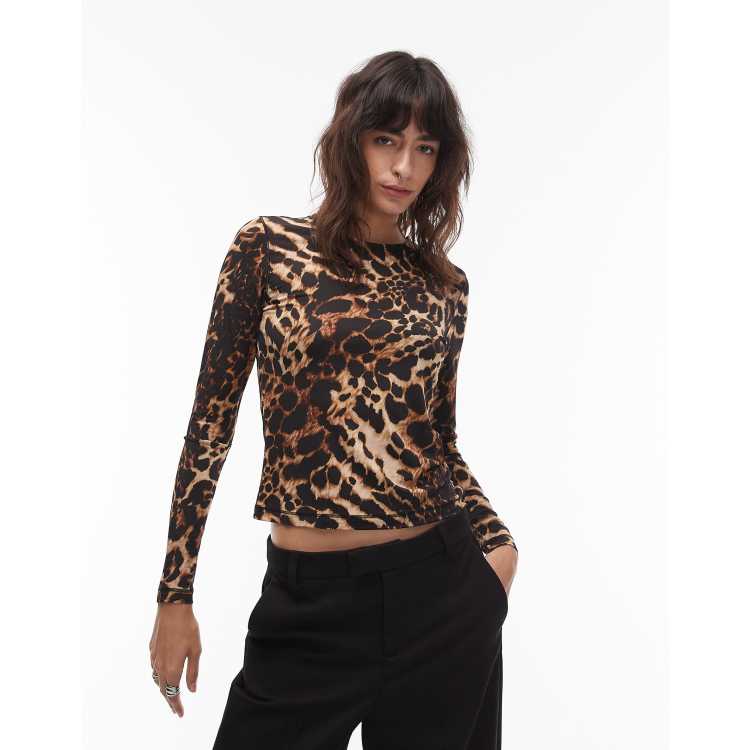Allsaints katlyn top in brown and black leopard | ASOS