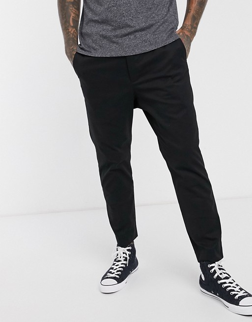 AllSaints Kato tapered fit trousers in black