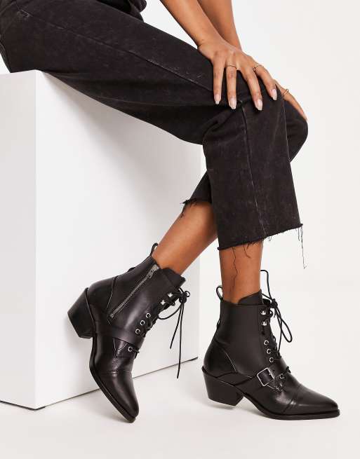 AllSaints Katy Bottines lacets en cuir Noir