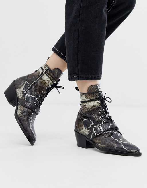 Snake print lace sales up boots