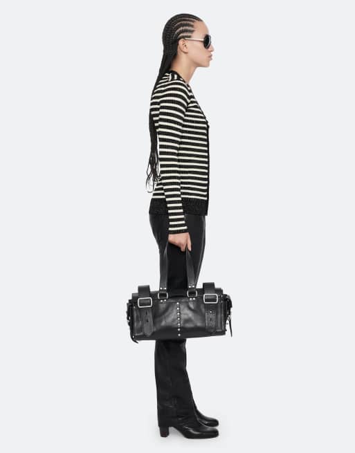 AllSaints Kay gestreept vest in zwart/krijtwit, 6 van 6