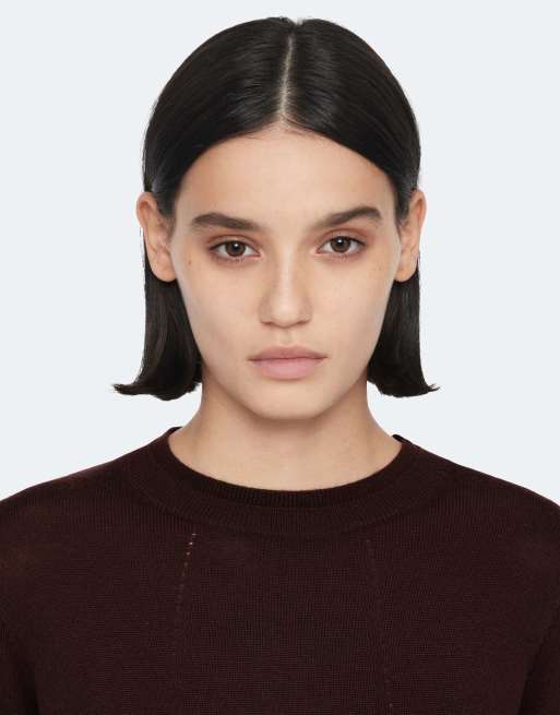 AllSaints Kayla jurk met lange mouwen in bordeauxbruin, 5 van 7