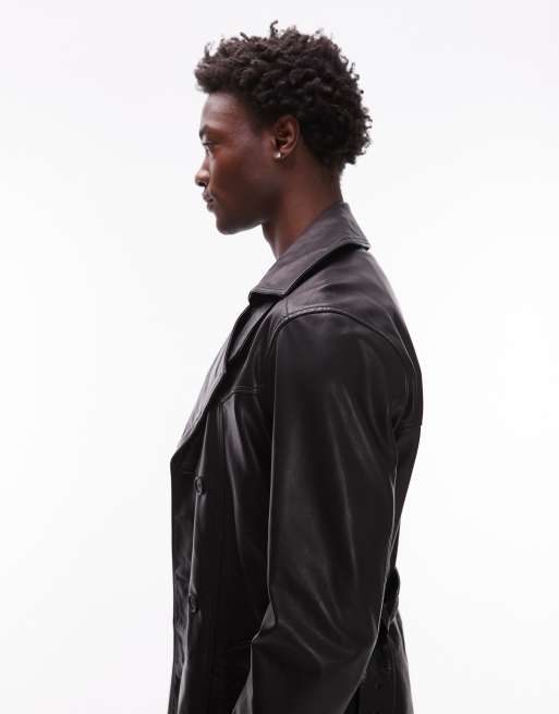 AllSaints - Kellett - Trench-coat en cuir - Noir, 3 de 5