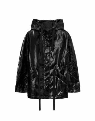 AllSaints - Kelsie - Glänzende Jacke in Schwarz
