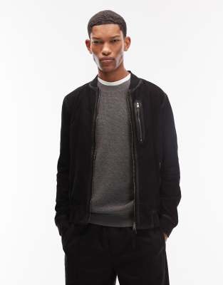 AllSaints - Kemble - Bomber en daim - Noir