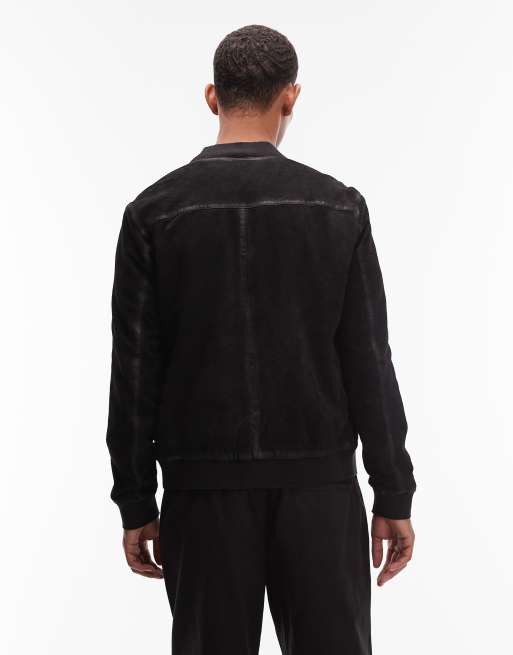 AllSaints – Kemble – Czarna, zamszowa kurtka bomberka, 3 z 5