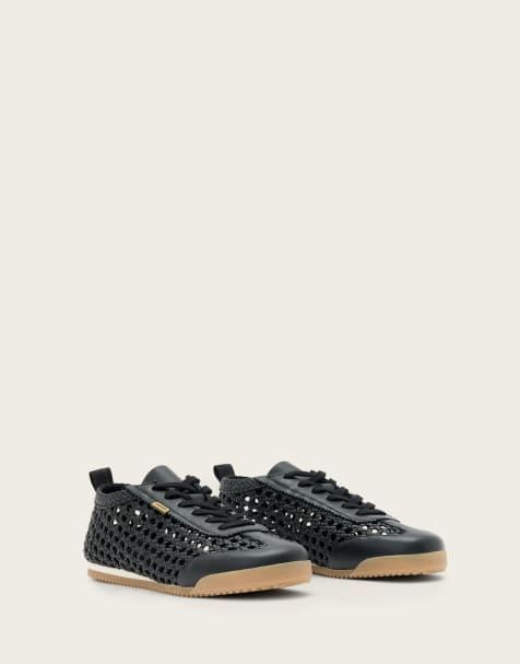 AllSaints – Kenny – Gewebte Lauf-Sneaker in Schwarz - view 1