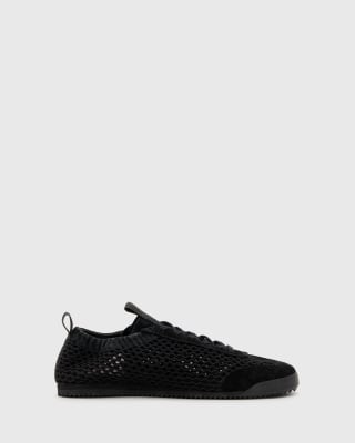 Allsaints Kenny Leather Woven Sneakers In Black