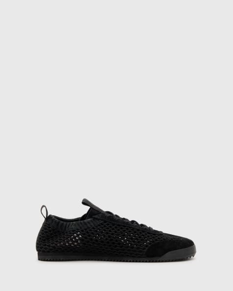 AllSaints Kenny leather woven sneakers in black - view 1