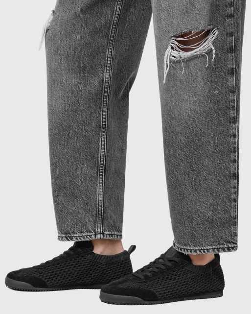 AllSaints Kenny leather woven sneakers in black, 2 of 5