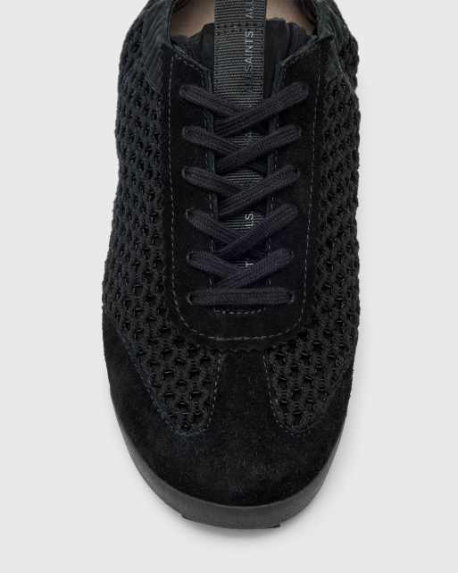 AllSaints Kenny leather woven sneakers in black, 3 of 5