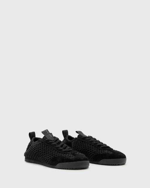AllSaints Kenny leather woven sneakers in black, 4 of 5