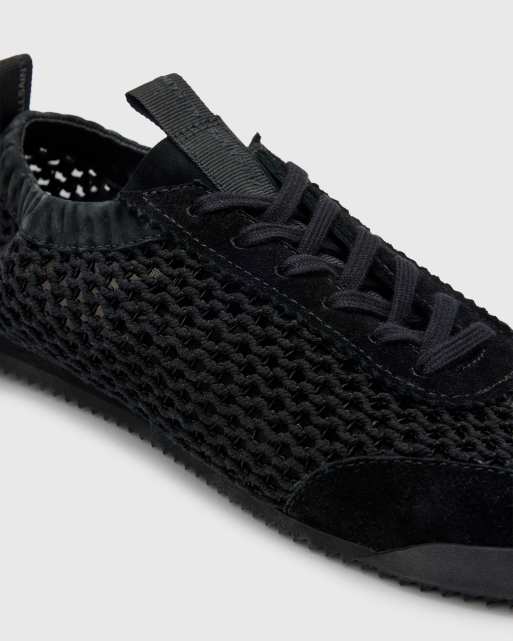 AllSaints Kenny leather woven sneakers in black, 5 of 5