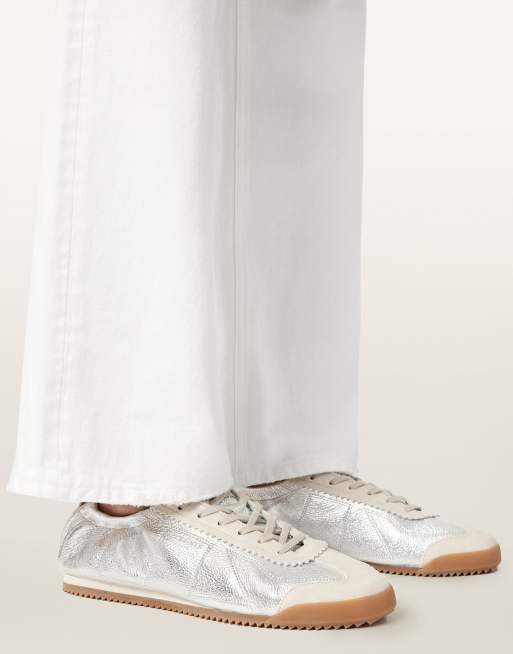 AllSaints Kenny running sneakers in silver | ASOS