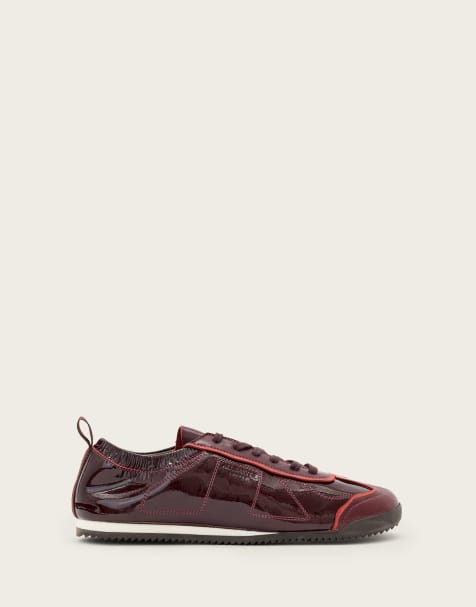 AllSaints Kenny Skive patent leather sneakers in burgundy - view 1