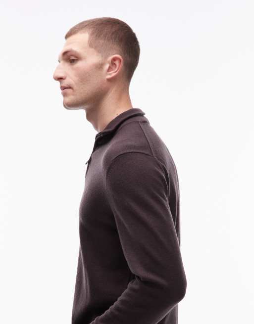 AllSaints – Kilburn – Pullover in Braun mit kurzem Reißverschluss, 4 von 5