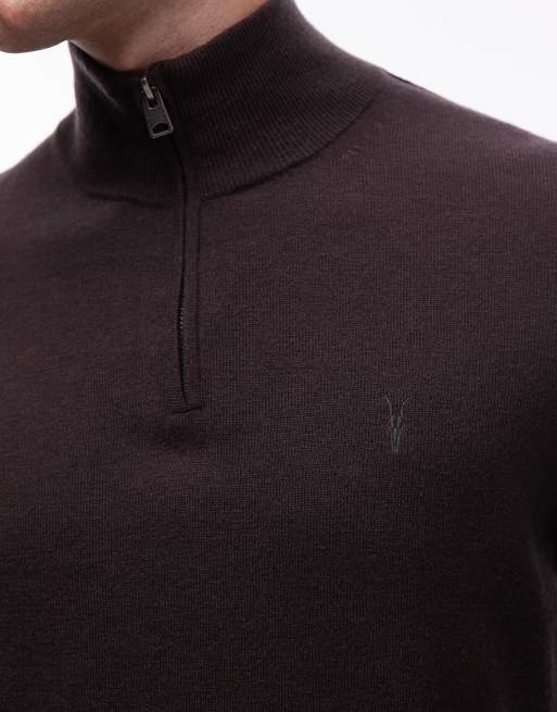 AllSaints – Kilburn – Pullover in Braun mit kurzem Reißverschluss, 5 von 5