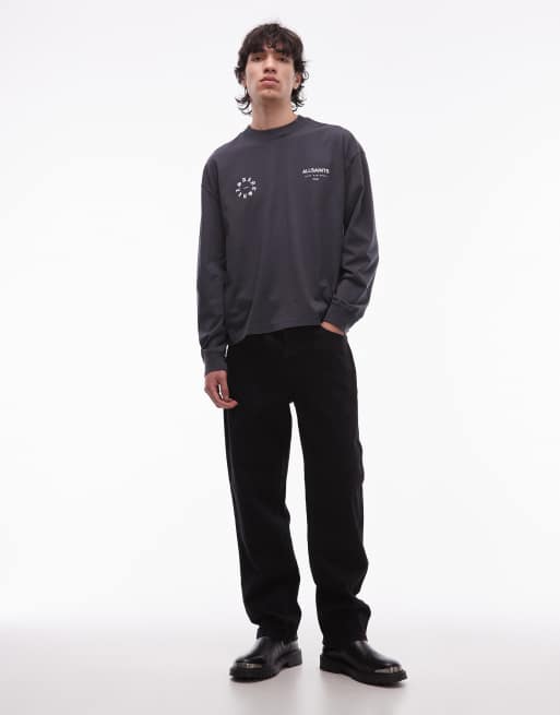 AllSaints – Kindred – Czarny sprany T-shirt z długimi rękawami, 2 z 5