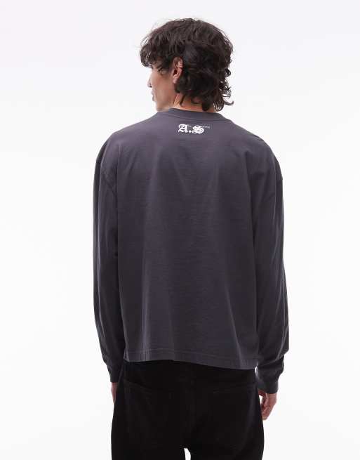 AllSaints – Kindred – Czarny sprany T-shirt z długimi rękawami, 3 z 5