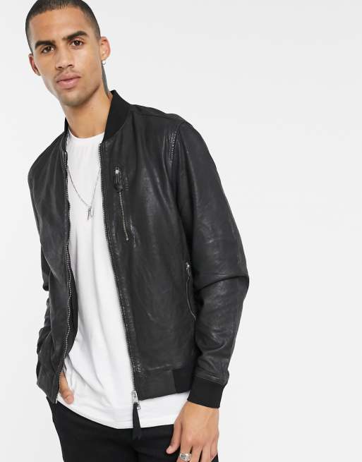 Gray ‘Kino’ bomber jacket AllSaints Læderjakker Gray ‘Kino’ bomber jacket AllSaints Læderjakker