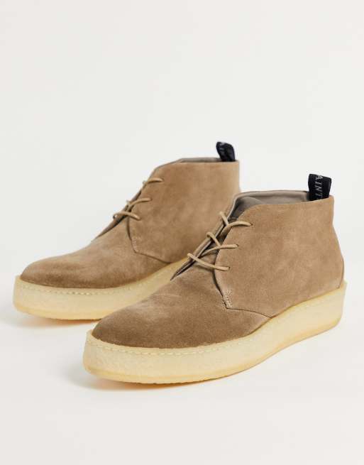 AllSaints Kit lace up suede boots in taupe