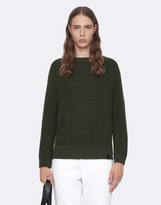 AllSaints Kit Pullover mit Rundhalsausschnitt in dunklem Khakigrün, 4 von 6