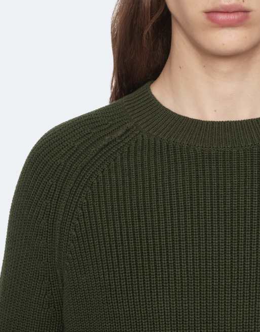 AllSaints Kit Pullover mit Rundhalsausschnitt in dunklem Khakigrün, 5 von 6