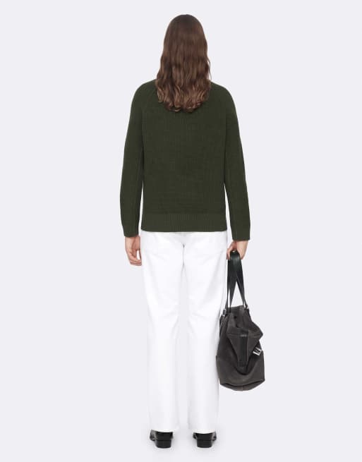 AllSaints Kit trui met ronde hals in donker kaki groen, 4 van 6