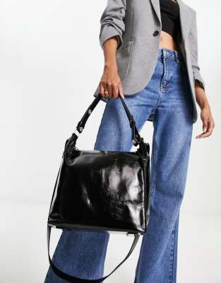 AllSaints Kita crossbody bag in patent black