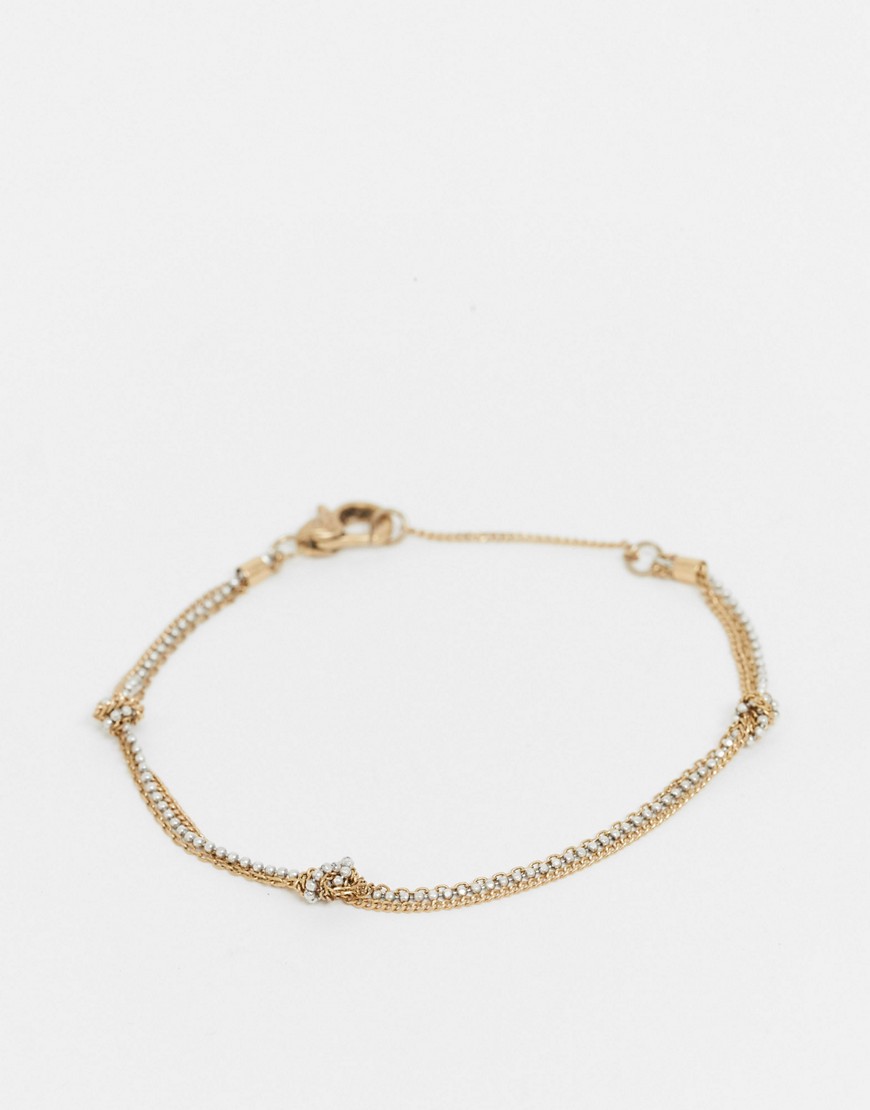 Allsaints Knot Chain Bracelet In Mixed Metals-multi