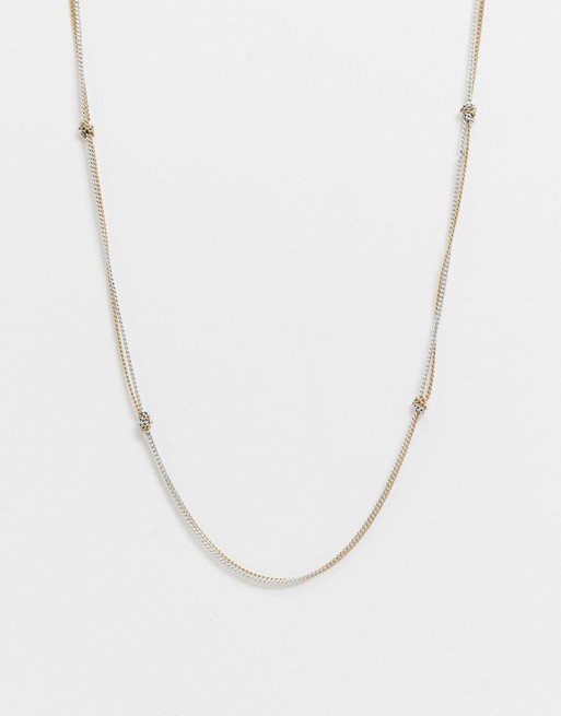 AllSaints knot chain necklace in mixed metals