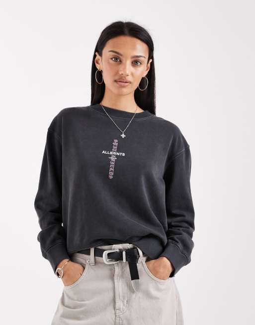 AllSaints – Knox – Bleksvart, kort sweatshirt, 3 av 4