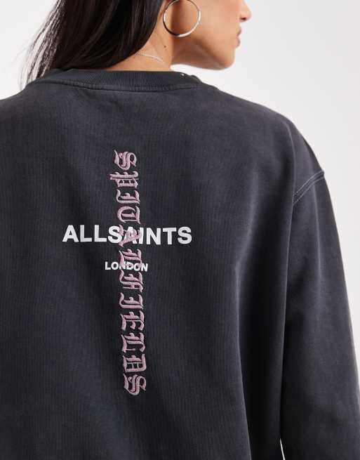 AllSaints – Knox – Bleksvart, kort sweatshirt, 4 av 4