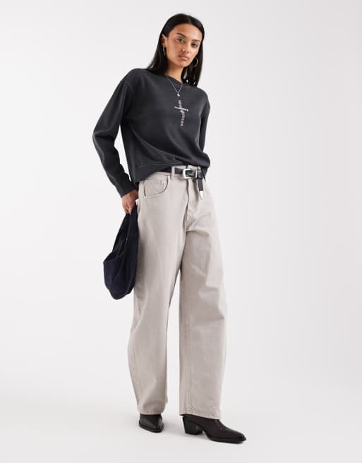 AllSaints Knox cropped sweatshirt in washed black, 2 of 4