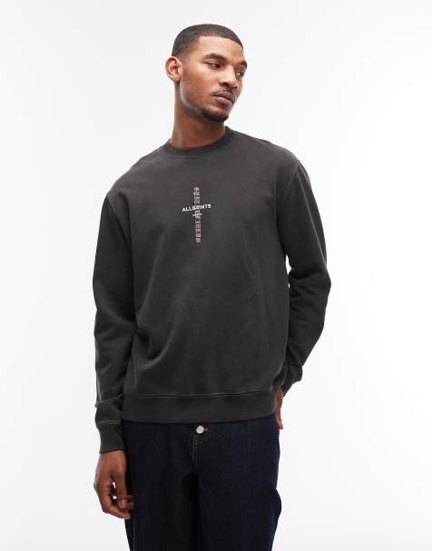 AllSaints Knox sweatshirt in washed black - view 1