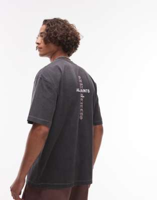 Allsaints knox t-shirt in washed black - view 1