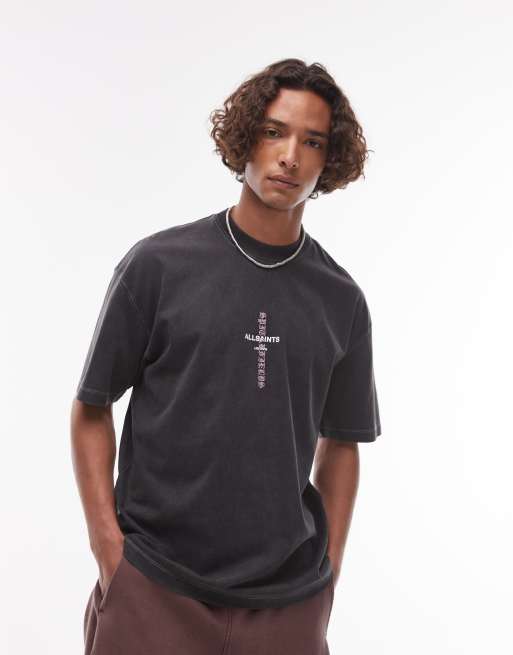 Allsaints knox t-shirt in washed black
