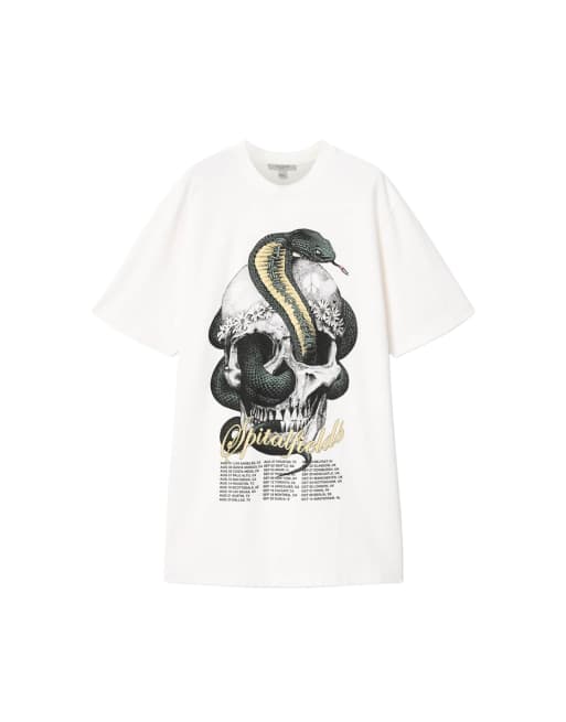 AllSaints – Kurzärmliges T-Shirt-Minikleid in Weiß mit Schlangenkopf-Grafik-Logo, 4 von 4