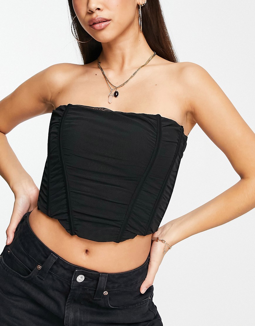 AllSaints Kym corset top in black